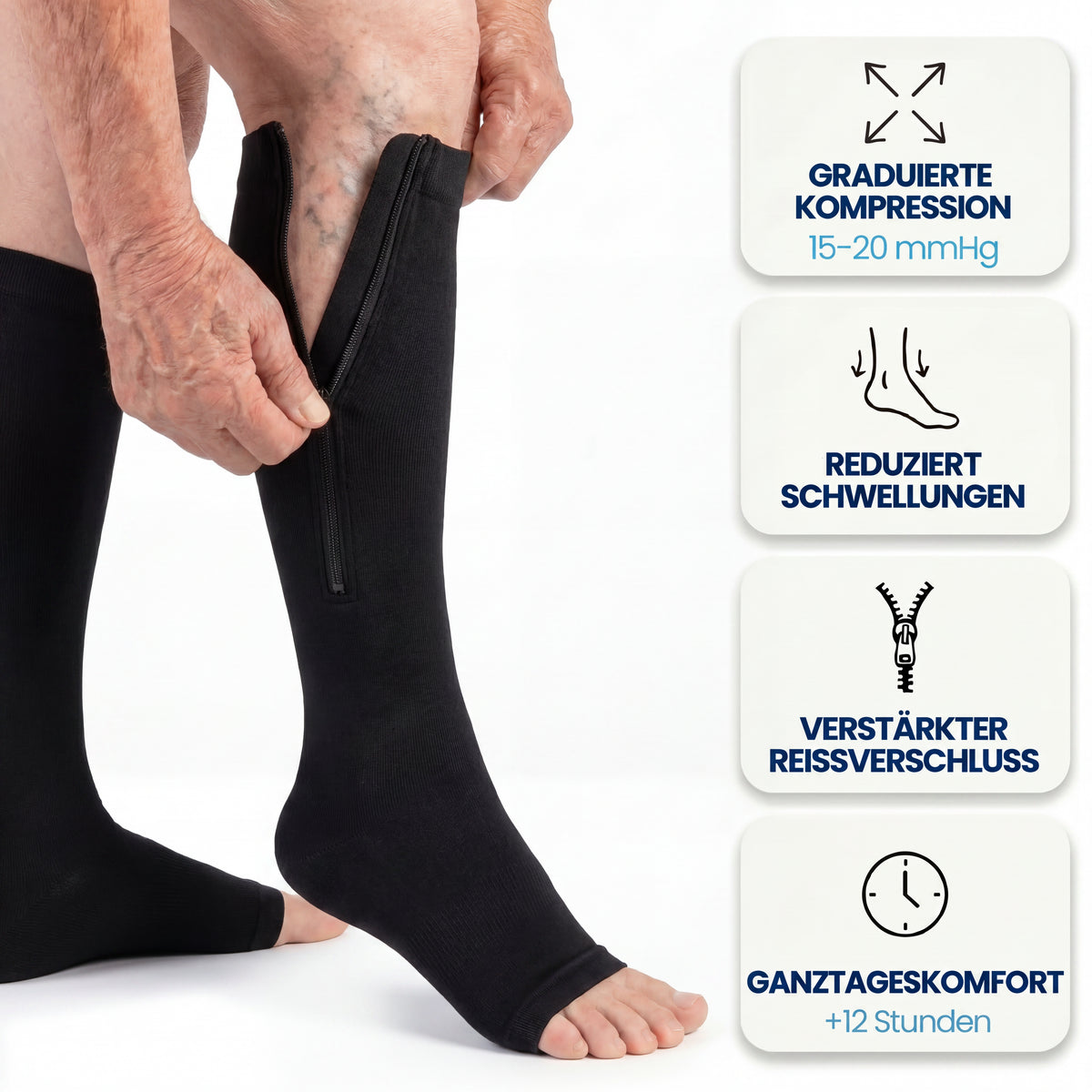 Kompressionsstrümpfe Open-Toe mit Reißverschluss