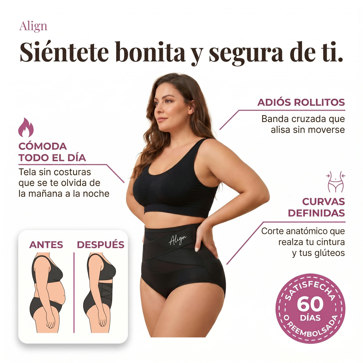 Siéntete bonita y segura de ti con la Panty Faja Align: banda cruzada, cómoda todo el día