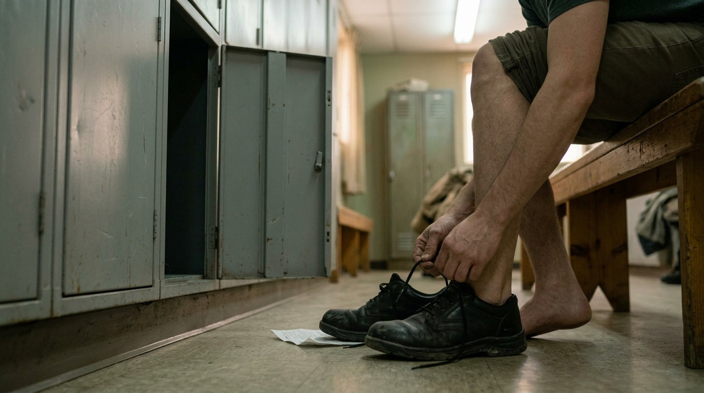 The changing room, at the end of a shift