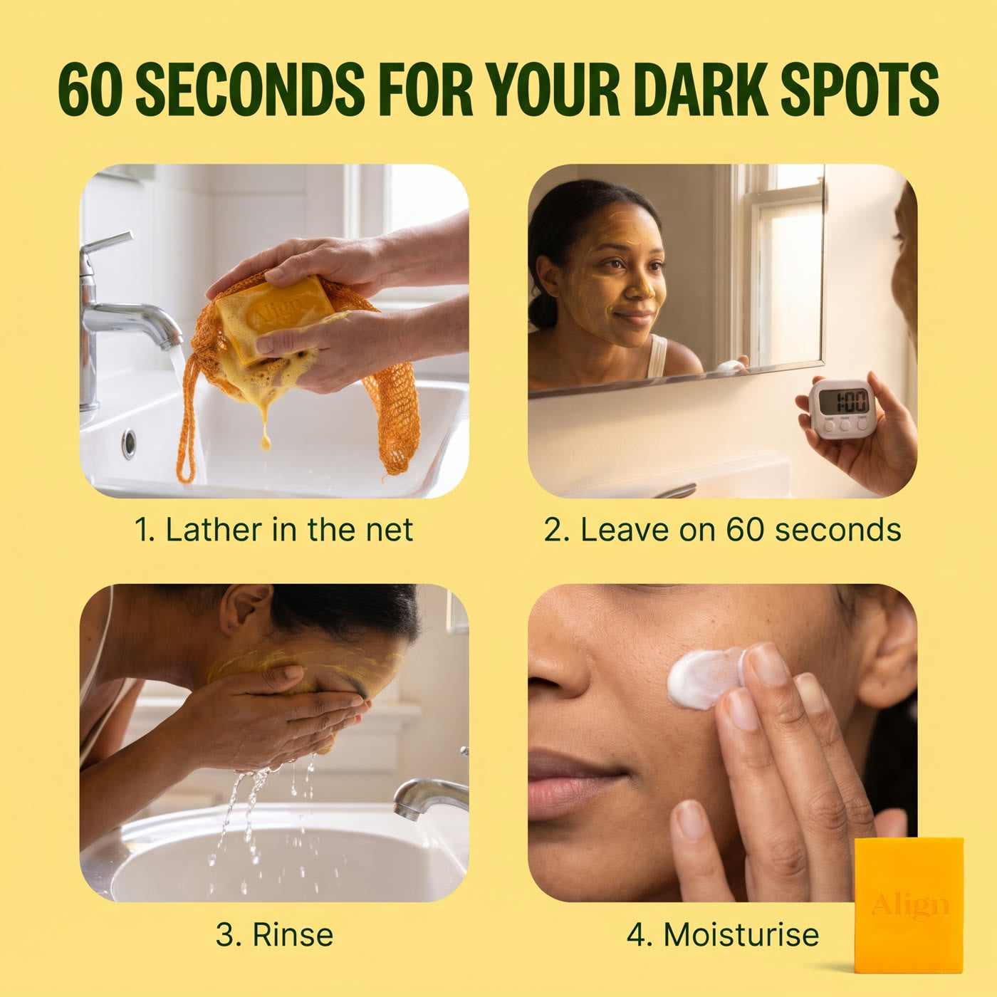 Real turmeric lathers yellow: thick yellow lather in the net